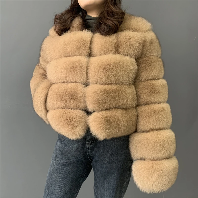

New Real fox Fur Coat Long Sleeves Women Real Fox Fur Outwear Coat Natural Women Fur Jacket Genuine Luxury