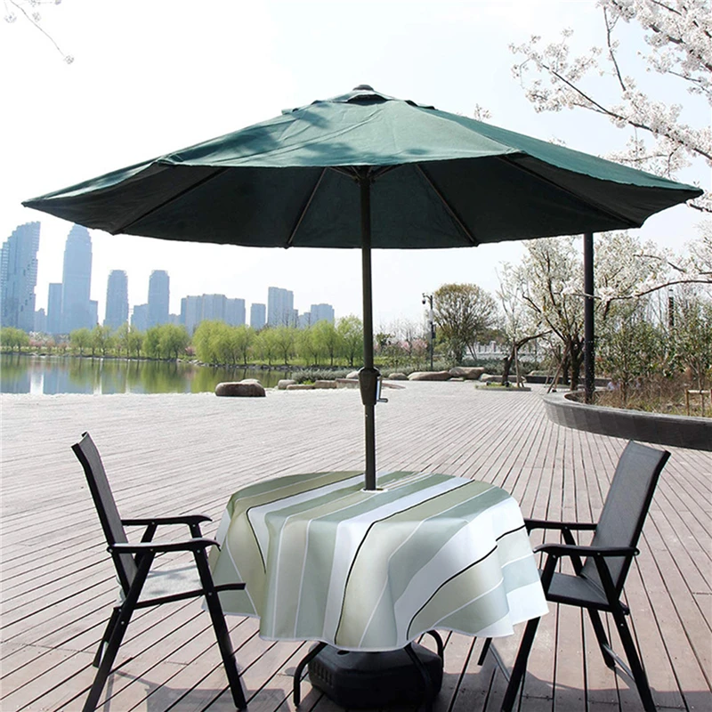 Outdoor Round Table Cloth with Umbrella Hole Zipper Water Repellent Striped Terrace Garden Decor Storage Bag | Дом и сад