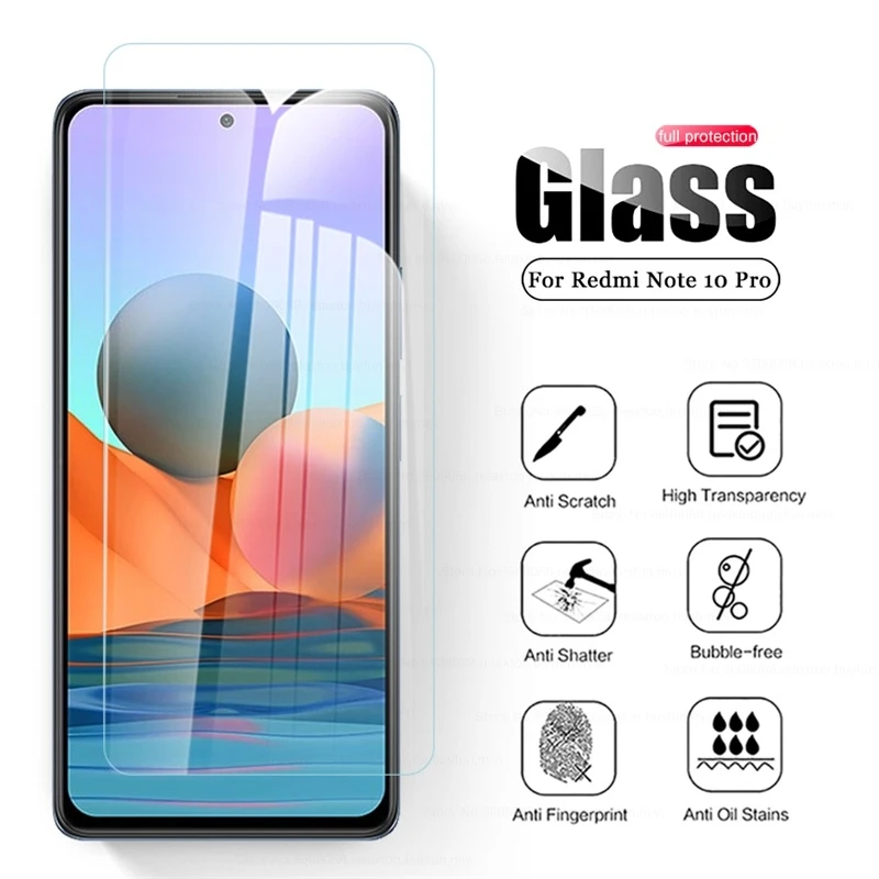 

100% Original 9H Premium Protective Glass for Redmi Note10 Pro Glass Screen Protector On Redmy Note 10 Pro Protective Film Cover