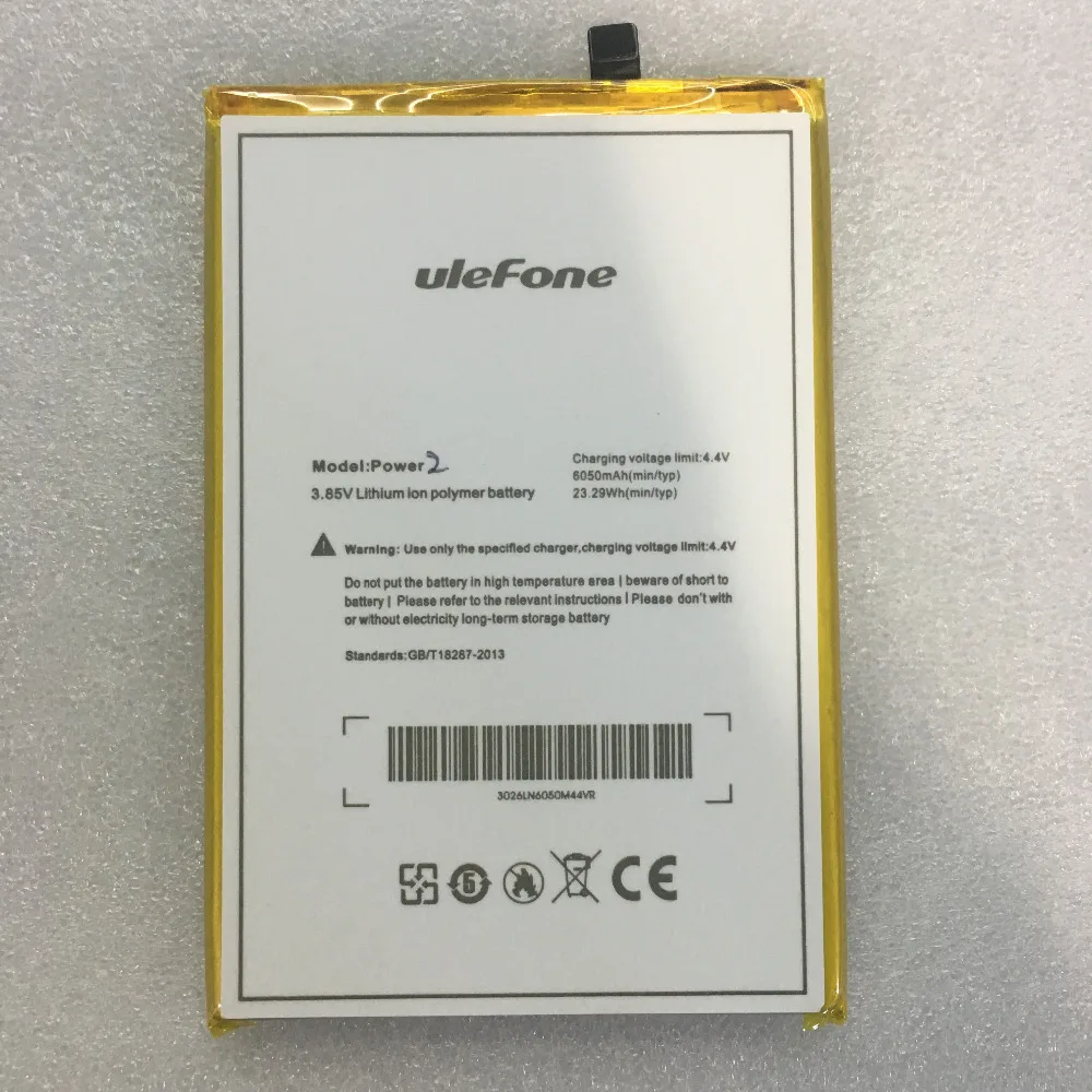 

Сменный аккумулятор для Ulefone Power 2 Power 2 Мобильный телефон 6050 мАч, перезаряжаемые литий-полимерные батареи, батарея 100% протестирована