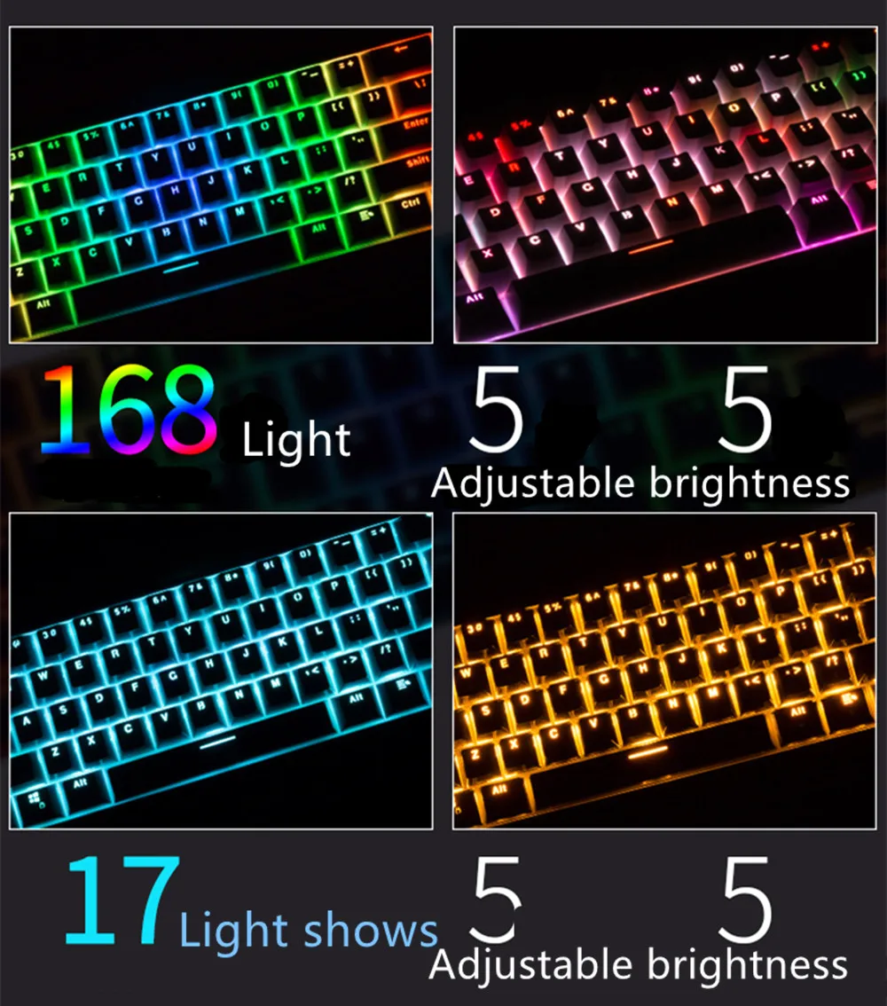 RK61 RGB мини Механическая игровая клавиатура Bluetooth USB клавиатура с подсветкой вишневая ось для окна MAC ноутбука для планшета и смартфона