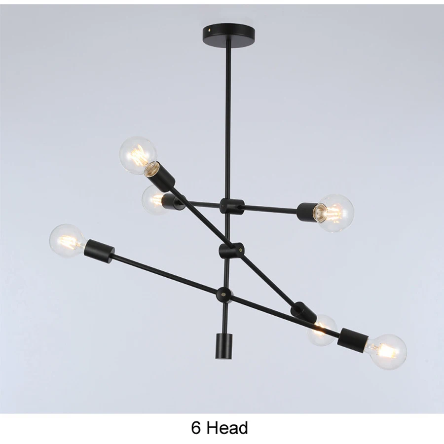 Lámpara de araña Industrial moderna Para cocina y Sala de estar, Lustres Para Sala de estar, nórdica, E27, Oro Negro, arañas LED