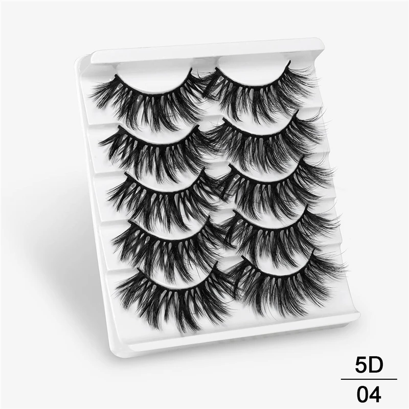 5D04 SEXYSHEEP, 5 пар, 20-25 мм, 3D накладные ресницы из искусственного меха норки, натуральные/толстые длинные ресницы для глаз, вытягивающие макияж, инструменты для наращивания красоты - Цвет: 5D04
