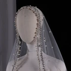 Винтажные высококачественные жемчужины Стразы белая свадебная фата невесты цвета слоновой кости свадебный головной убор украшения для волос