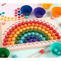 wooden toys rainbow board sensory toys clip beads games fine motor montessori educational color sorting games gifts for children