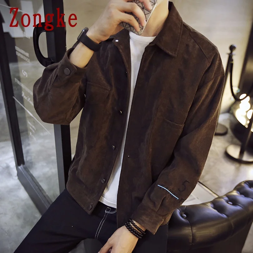 

Zongke Corduroy Autumn Harajuku Jacket Men 2021 Japanese Streetwear Men Jacket Winter Jackets For Men Brand Coat M-5XL