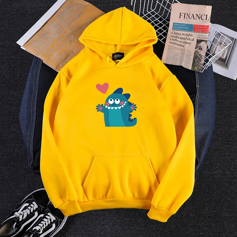 

Japanese Harajuku Women Kawaii Hoodies Little Monster Heart-shaped Print Female Pullover Cute Graphics Sweatshirt Sudadera Mujer
