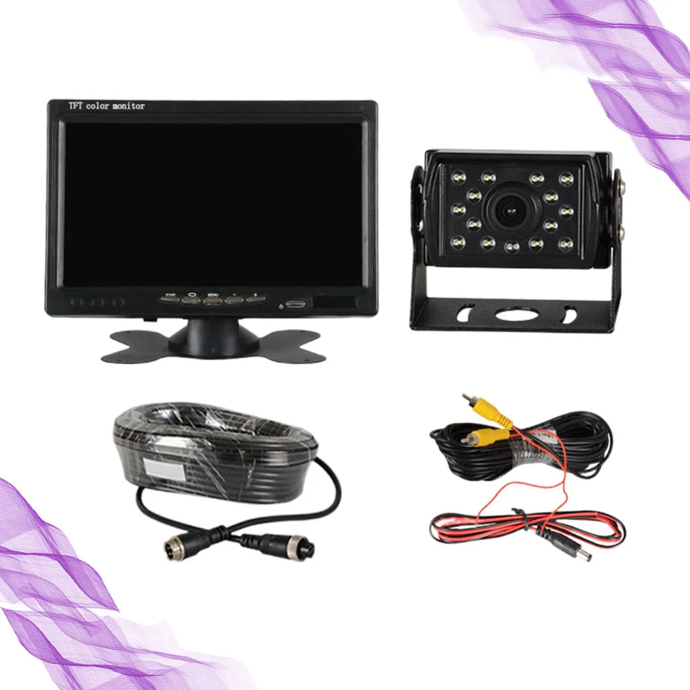 

7 Inches Back-up Imager Set With Camera On-board Display For Car Safety Driving Use Black