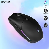 Jelly Comb RGB Gaming Wireless Mouse Bluetooth Rechargeable 2 4G USB Mouse Slinet Click LED Mice for iPad Laptop