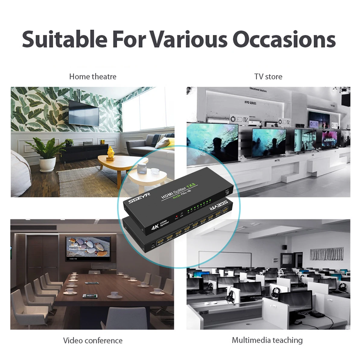 HDMI совместимый сплиттер с питанием от Ultra HD V1.4 выход 1 в 8 4K x 2K @ 30 Гц 3840x2160 1080P 3D