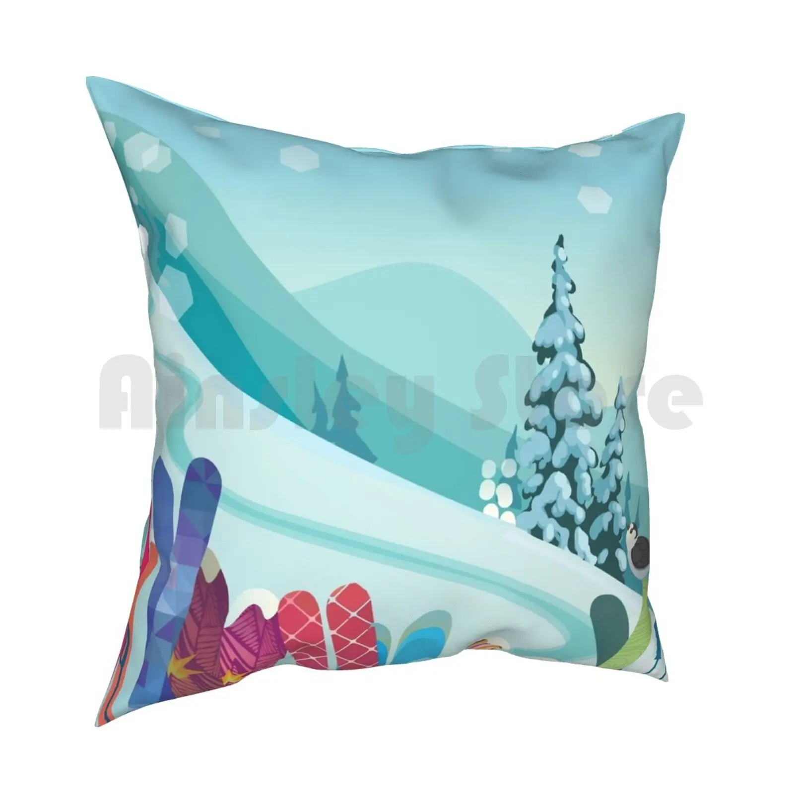 Подушка для Апре-ски с принтом для дома, мягкий чехол для самостоятельного создания, лыжи Апре, глубокий порошковый поворот для мужчин. Идеальное Рождество.