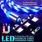 Магнитный зарядный кабель со светодиодной подсветкой, Usb Type Cmicro Usb8 Pin, кабель для быстрой зарядки, подходит для Iphone 6S