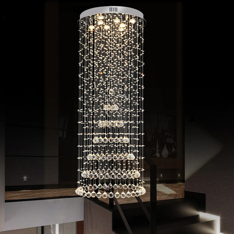 売る 階段K9クリスタルシャンデリアledスパイラル照明モダンなリビングルームの照明光沢K9クリスタルサスペンションシャンデリアライト