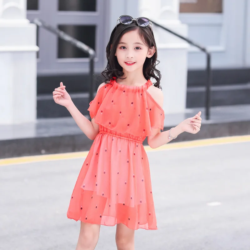 Лето 2021 одежда для девочек-подростков шифоновые платья на бретельках с цветочным