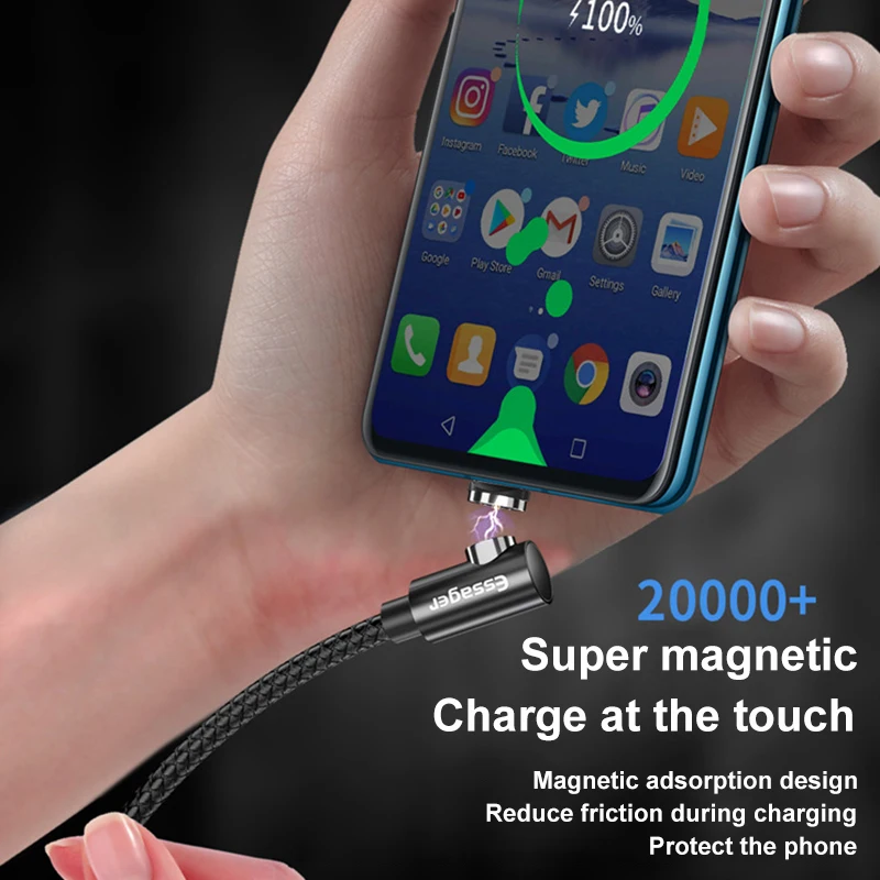 Магнитный кабель USB Type C зарядный для Samsung iPhone 11 Huawei Mate 30 зарядное устройство