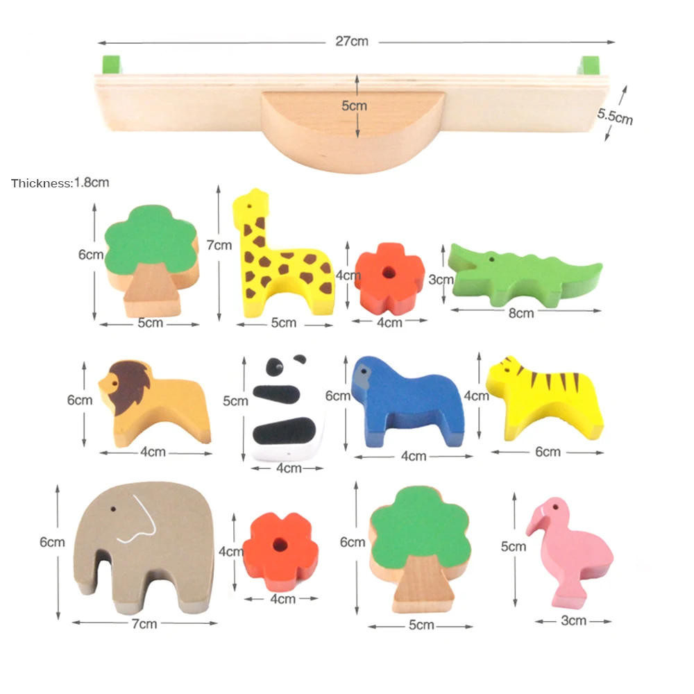 

Kids Wooden Animals Stacking Blocks Balancing Games Play Set Montessori Toy Educational Development Toys For Toddlers Baby Gift