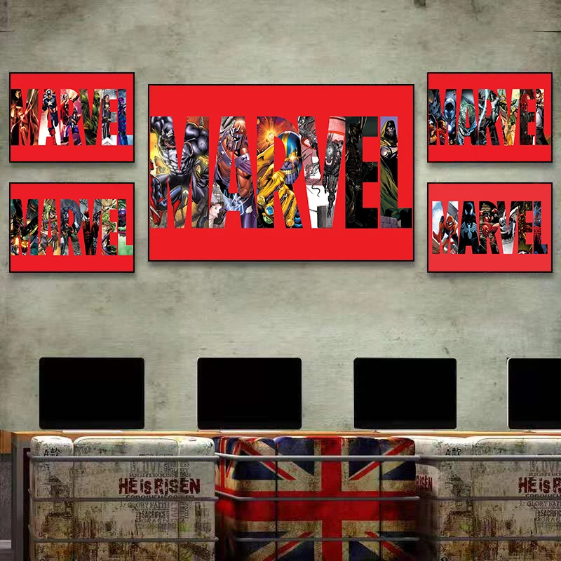 Картина на холсте с супергероями Человек-паук Мстители Марвел Железный человек