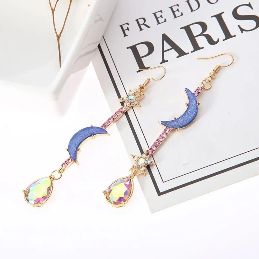 

Bohemian Trendy Drop Earrings Fashion Asymmetric Blue Star Moon Dangle Earrings For Women Jewlery Gifts P9u3