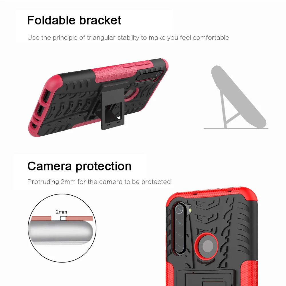 For Xiaomi Redmi Note 8 Pro Armor Shockproof Case Cover Hybrid Hard Back Protective Cases Holder Stand Support |