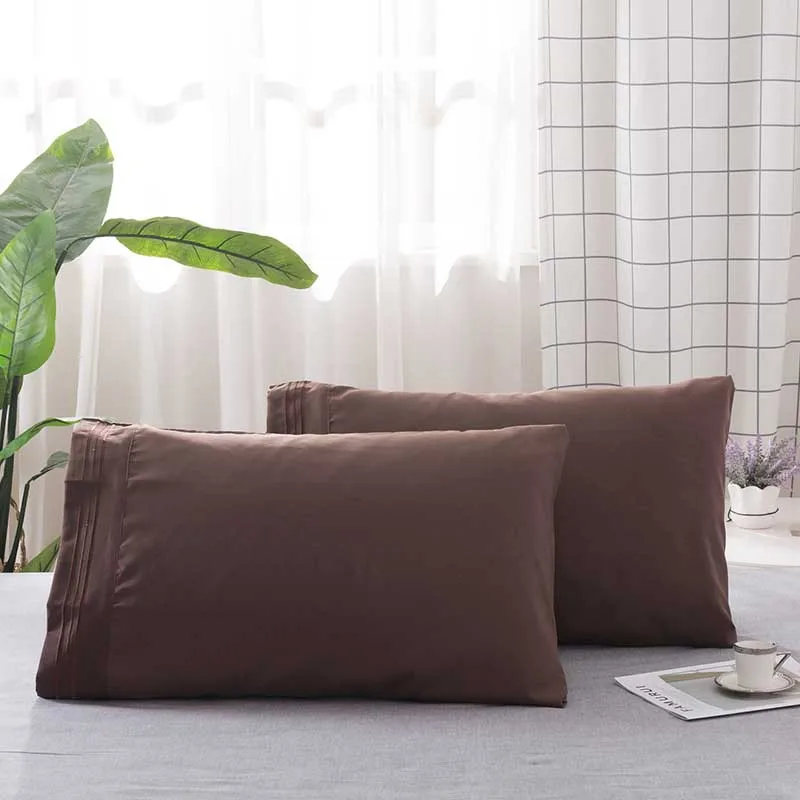 2pcs/pair Solid Color Pillow Cases 100% Polyester White Black Grey Pillowcases Brief Style Case Cover | Дом и сад