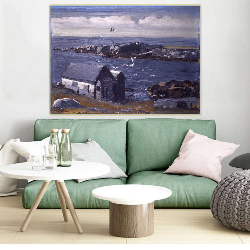 

Citon George Bellows《The Gulls, Monhegan》Canvas Oil Painting Ash Can School Art Poster Picture Wall Decor Modern Home Decoration