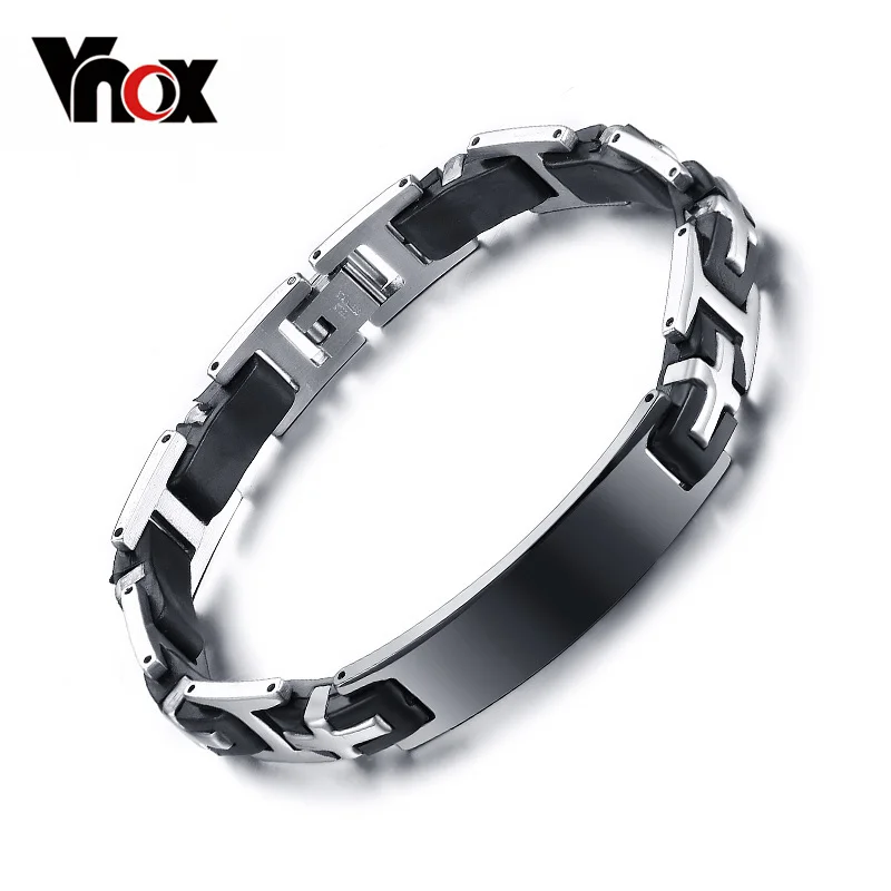 

Vnox Black ID Bracelets for Men Stainless Steel Bangles Men Jewelry Arm Cuff Bracelet Men pulseira BR-143