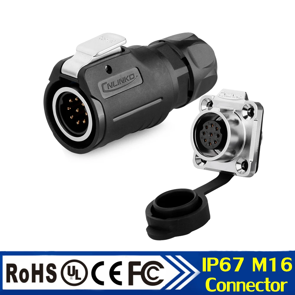 M16 9pin разъем штекер с гнездовой розеткой водонепроницаемый металлический