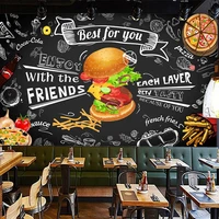 custom mural wall paper 3d burger fast food restaurant coffee shop kitchen photo backdrop wallpaper living room papel de parede