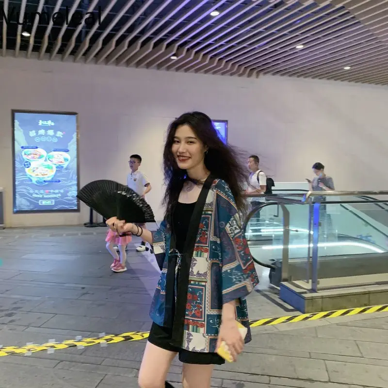 

Новинка лета 2021, рубашка с коротким рукавом в японском ретро-стиле, женская Свободная шифоновая рубашка в маленьком общественном стиле с ди...