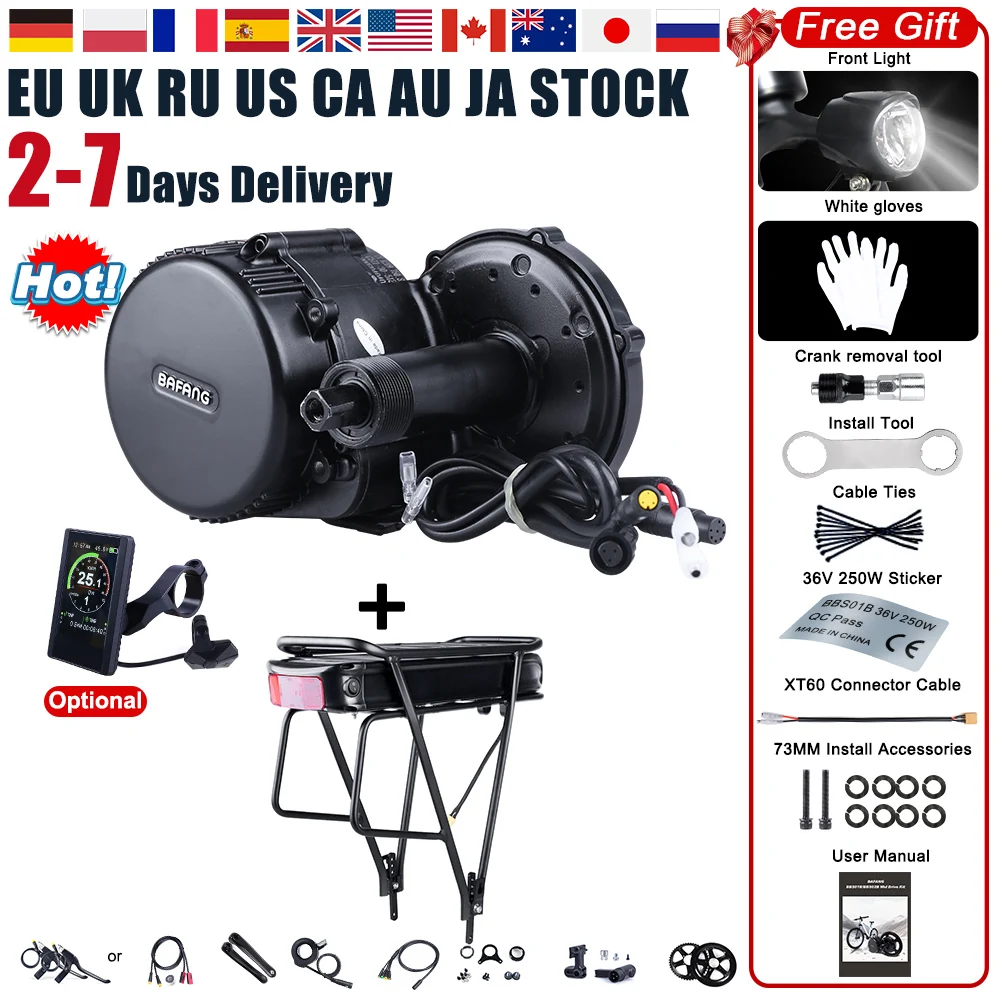 BBS02B Bafang мотор Набор для электровелосипеда Батарея 48V 750W BBS02 Mid привод