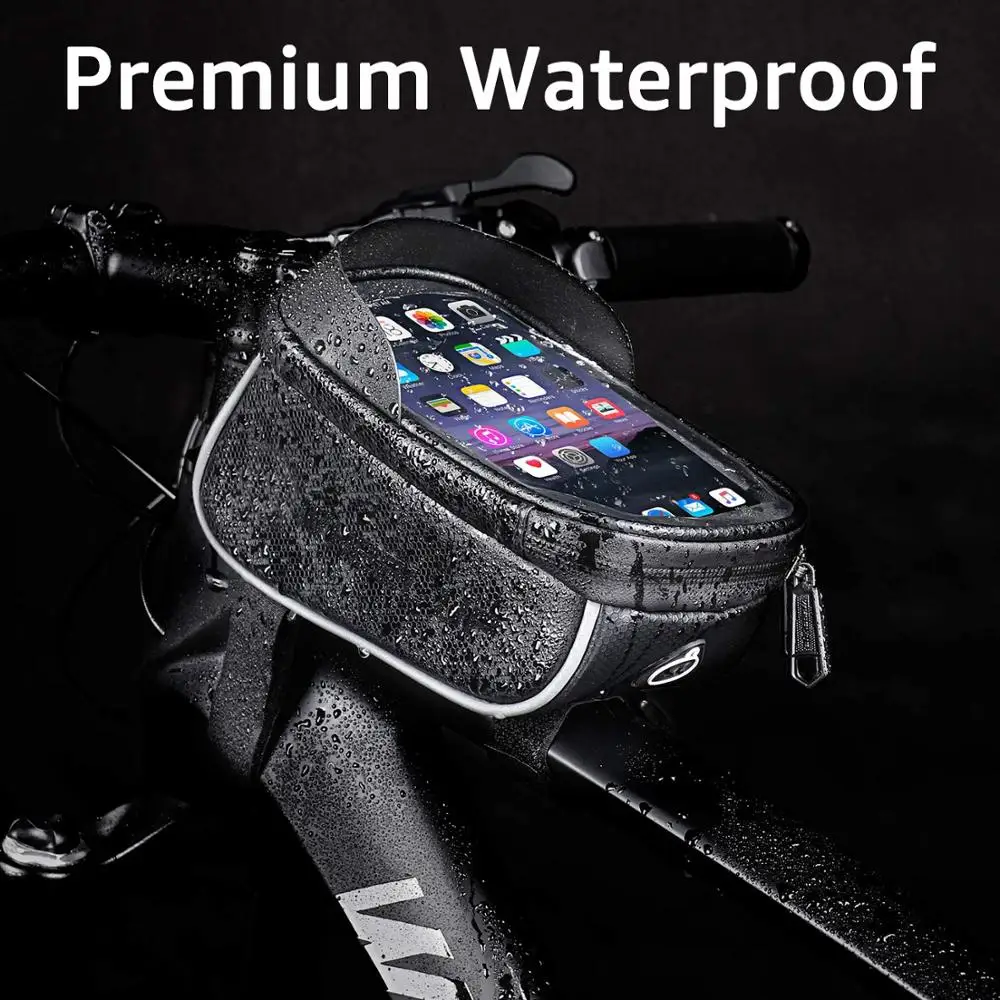 waterproof bicycle bag frame front top tube cycling bag 6 5 inch touch screen bike mobile phone bag case mtb cycling accessories free global shipping