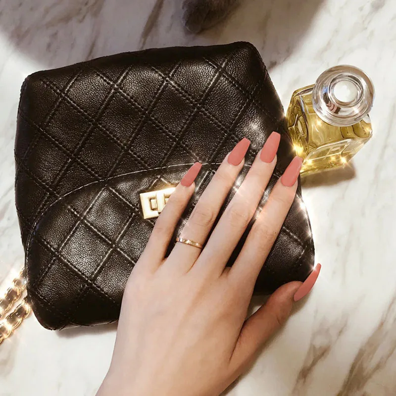 Матовые накладные ногти средней длины оранжевого цвета 24 шт./Корт подходит для