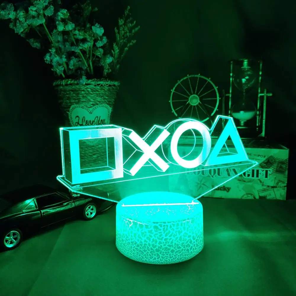 

LED Upward Lighting Playstation Icon Lights 3D Illusion Night Lamp Gaming Room Desktop Setup Computer Desk Decoration Backlight
