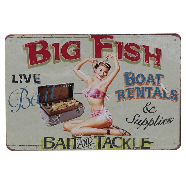 Gone Fishing/Fisherman Parking Only Retro Shabby Chic Tin Sign Metal Plate Plaque Wall Poster For Bar Pub Home Decor | Дом и сад