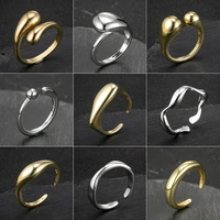 wangaiyao new fashion all match jewelry geometric simple ring ins female cold wind retro water drop irregular opening ladies rin