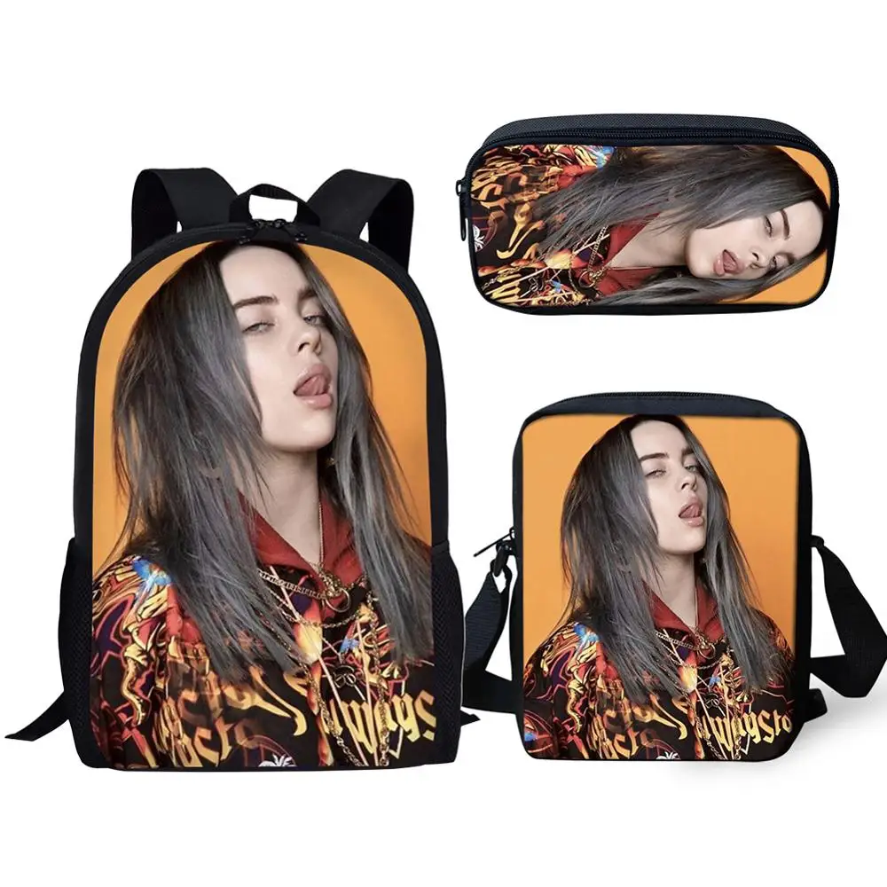 3 шт./компл. в стиле &quotхип-хоп&quot певец Billie Eilish школьные ранцы студенты рюкзак для