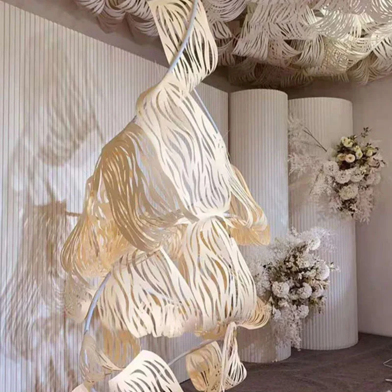 

Paper Carving Origami Art Wedding Background Decoration Curved Streamer Wedding Party Stage Ceiling Layout Hotel Banquet Design
