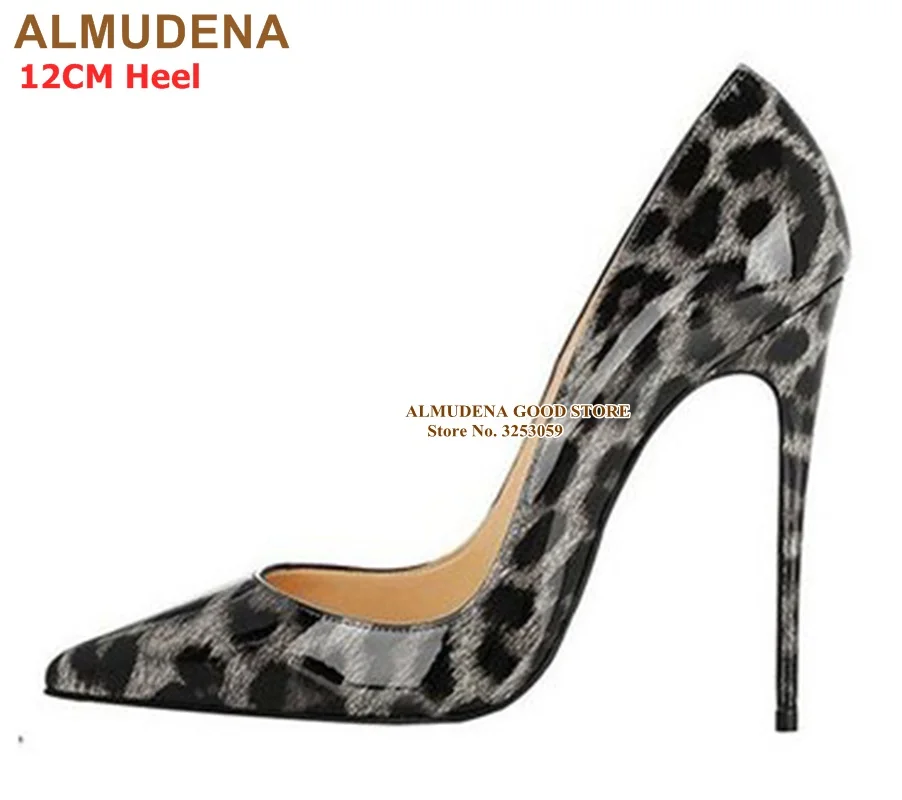 color2 12cm heel ALMUDENA/Роскошные брендовые туфли-лодочки на тонком высоком каблуке в стиле знаменитостей; вечерние туфли с леопардовым принтом и острым носком; свадебные туфли; Прямая поставка; туфли-лодочки - Цвет: color2 12cm heel