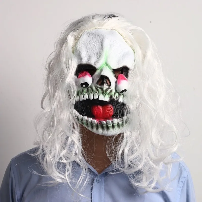 

10 шт Хэллоуин Страшные белые длинные волосы призрак ролевые игры реквизит для танцев бара вечерние НКИ фестиваля шоу латексная маска для де...