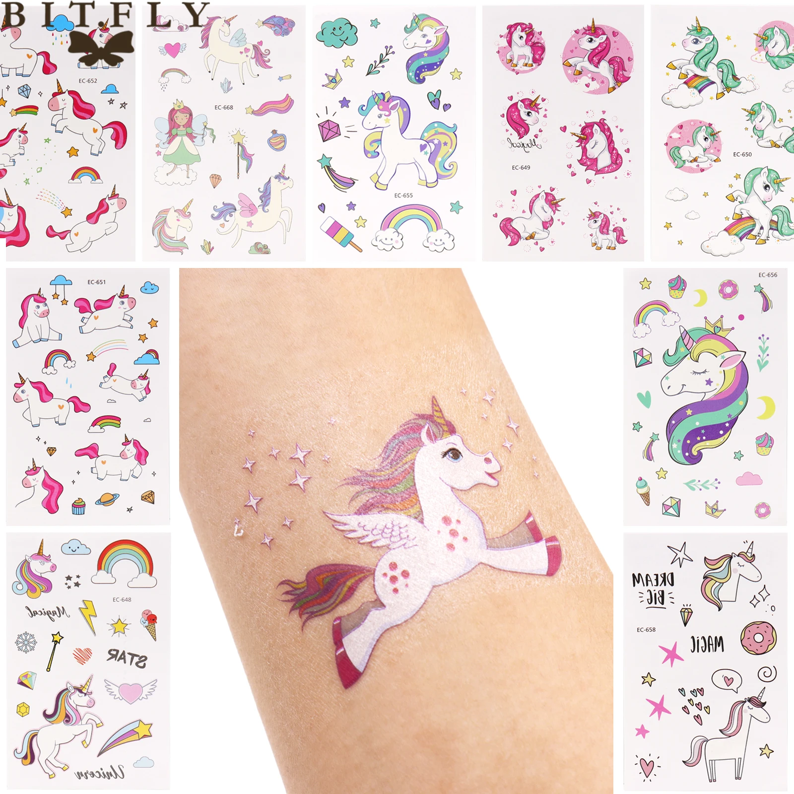 7 5x12 см команды Единорог платье подружки невесты временные татуировки девичник