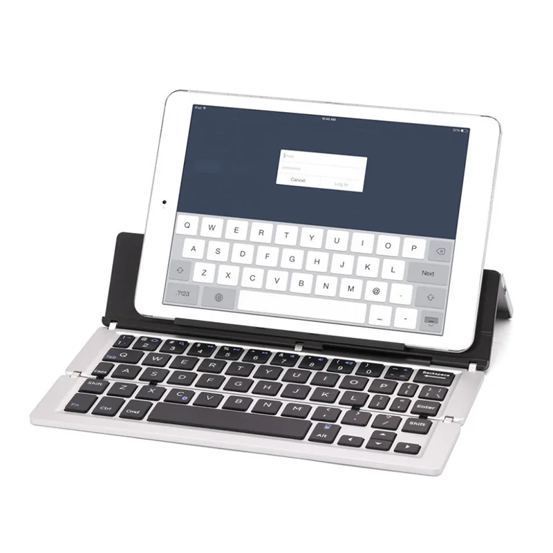 

Portable Aluminum Folding Bluetooth Keyboard Foldable Compatible Most Tablets And Smartphones Black