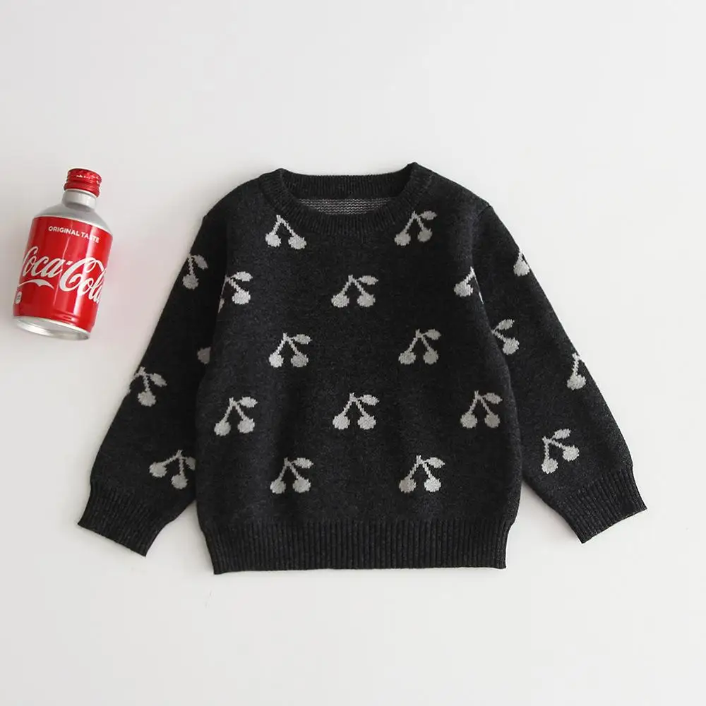 Girls'cardigan и полосатый вязаный свитер для маленьких девочек одежда осень-зима детская трикотажная одежда детский пуловер, свитер - Цвет: Черный