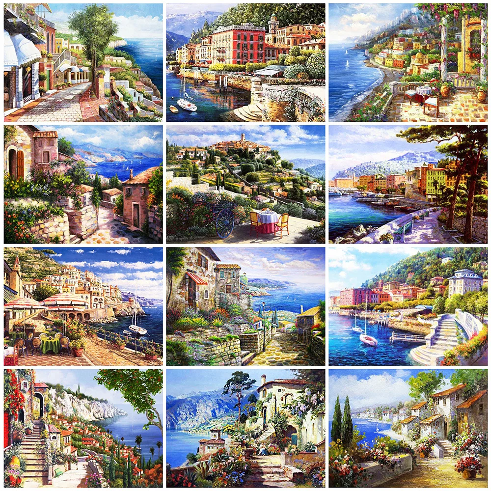 Алмазная живопись своими руками морской пейзаж 5D Вышивка крестиком алмазная