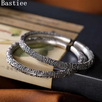bastiee tai chi blessing longevity 999 silver bangles cuff bracelet for women vintage hmong handmade jewelry