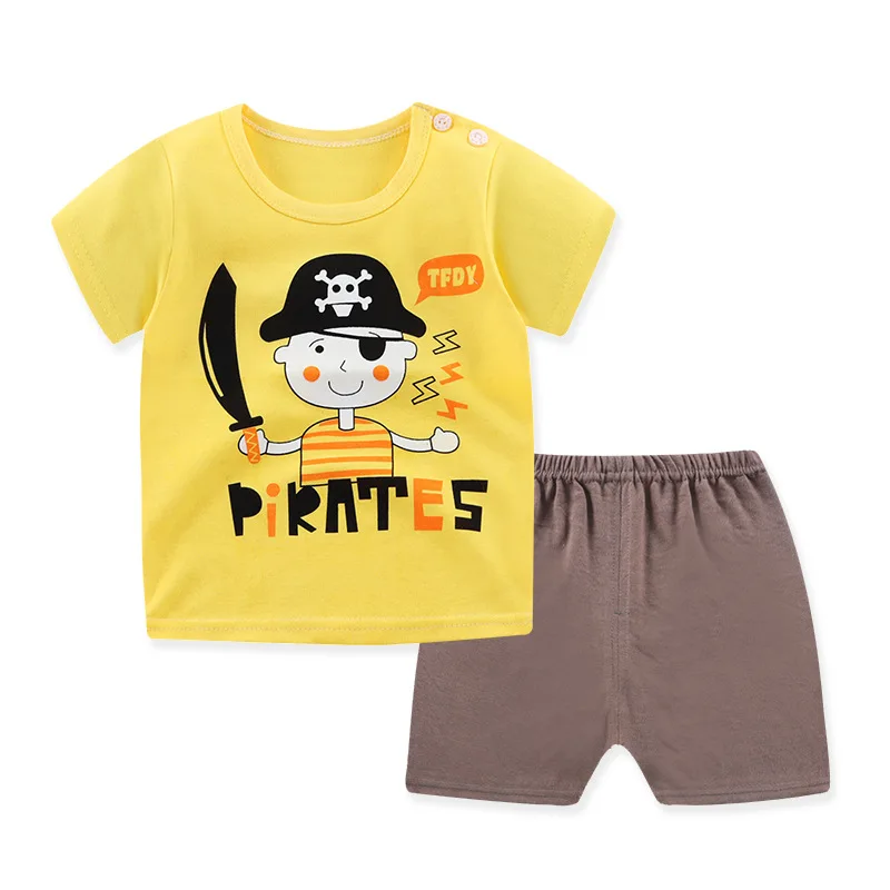 

New Toddler Boys Clothing Set Summer Girls Outfits Kids Cotton Short O-neck Shorts Pullover Shortstwo-piecesuit Children Clothes