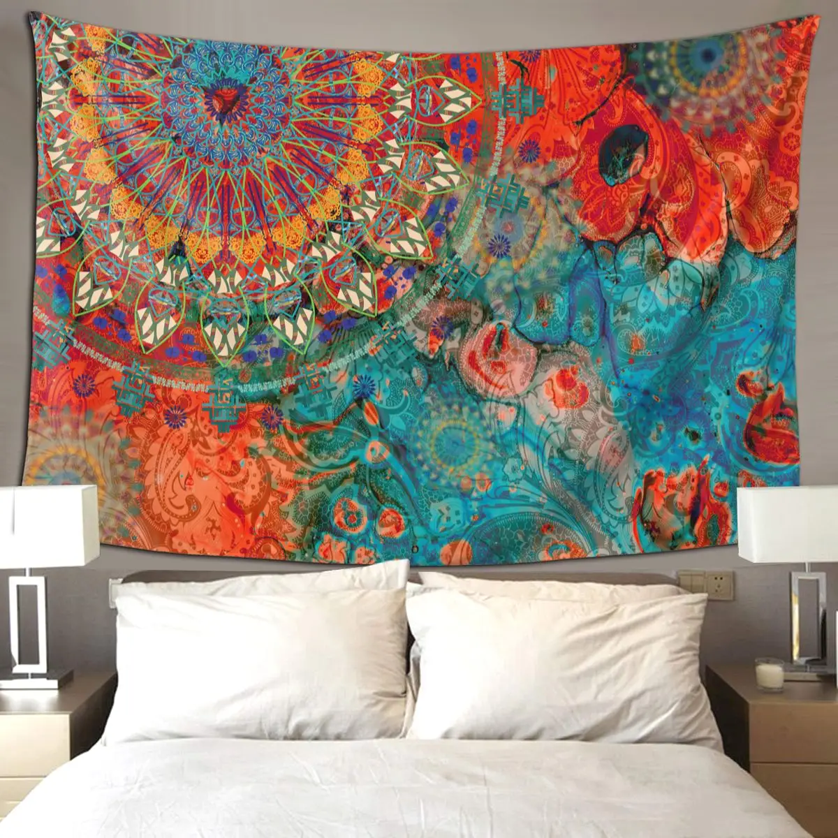 Богемная МАНДАЛА ГОБЕЛЕН в стиле бохо настенная подвеска хиппи тканевые