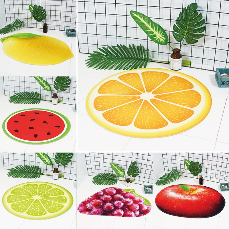 Коврики для ванной Круглый фруктовый принт 3D узор Коврик нескользящий коврик