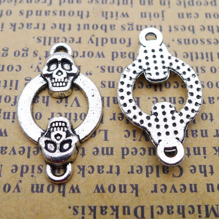 

Jewelry Making Supplies Skull Connector Antique Silver Color 14x25mm 10 Pieces