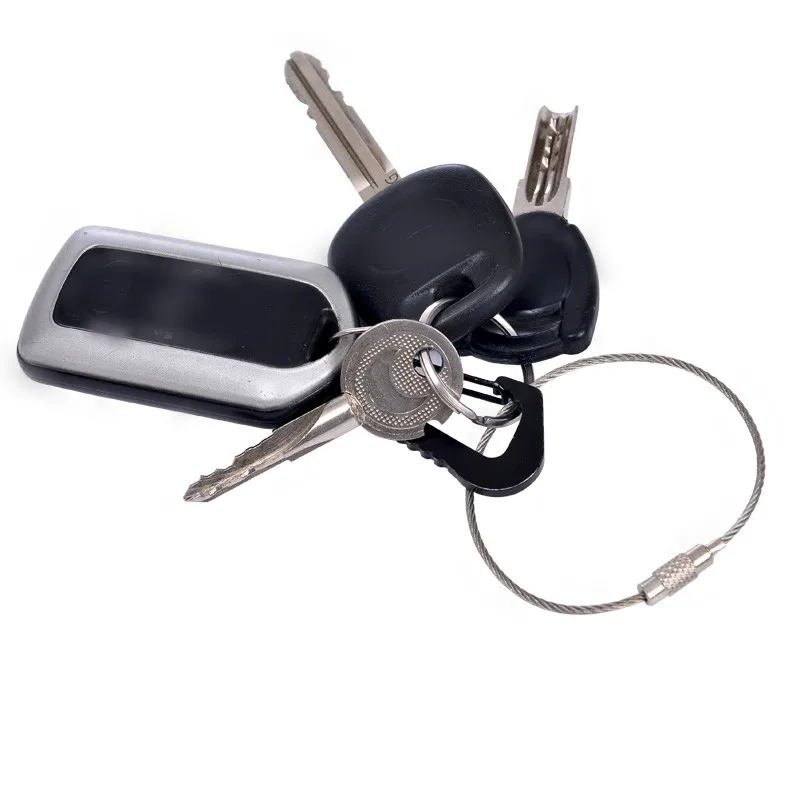 

50pcs Stainless Steel Keychain Key Holder Outdoor Tools Tag Rope Wire Loop Screw Lock Ring Key Keyring Circle Camp Cable Rope