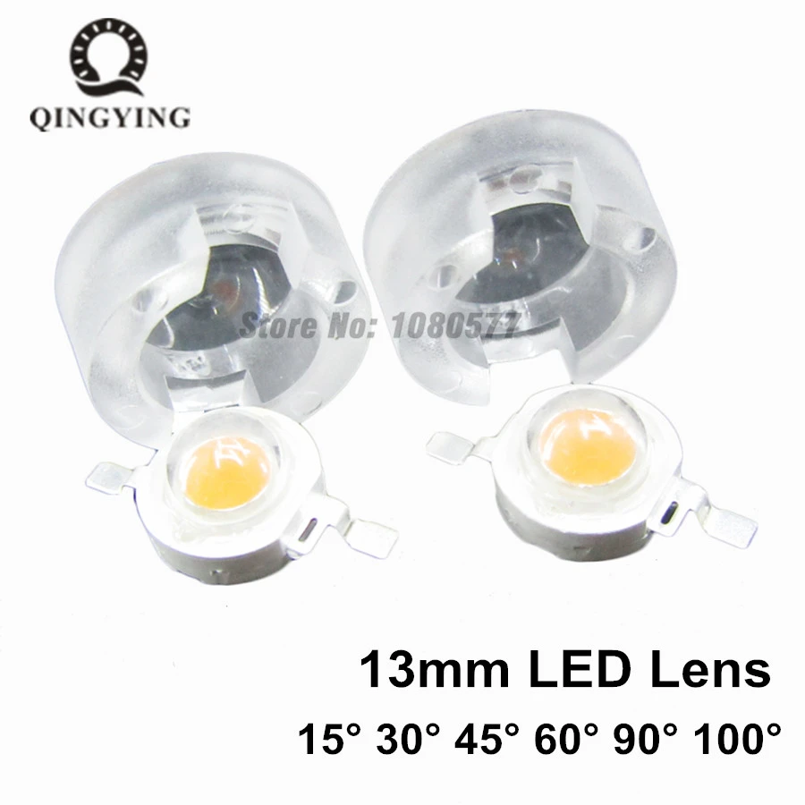 

20pcs 1W 3W 5W 13mm IR LED mini Lens 15 30 45 60 90 100 Degree Needn't Holder High Power LED Diode Convex Reflector Collimator